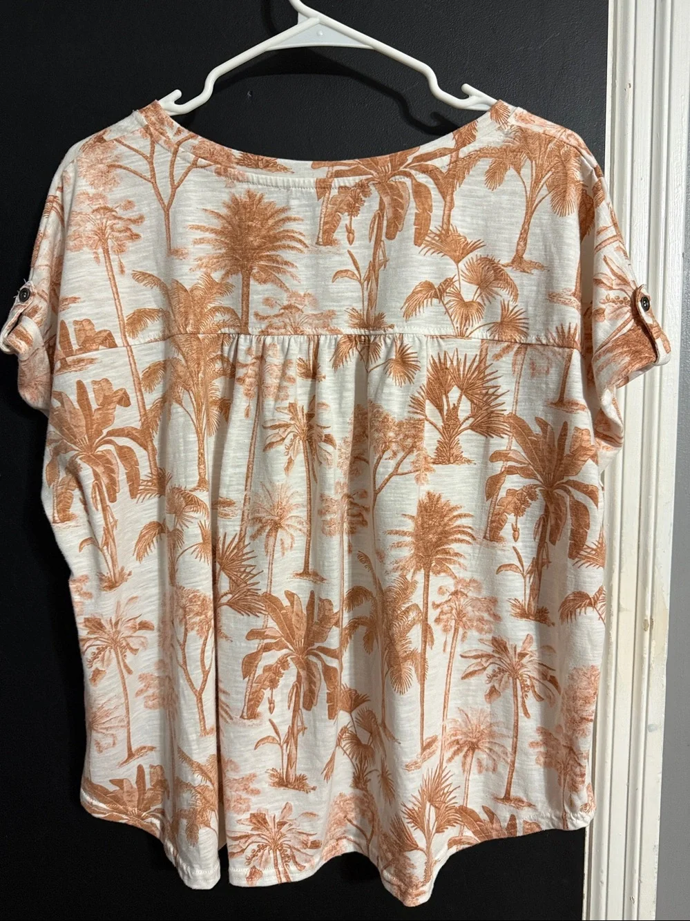 Jane + Delancey Tropical Print Boxy Short Sleeve Shirt Size: XL - Picture 2 of 6